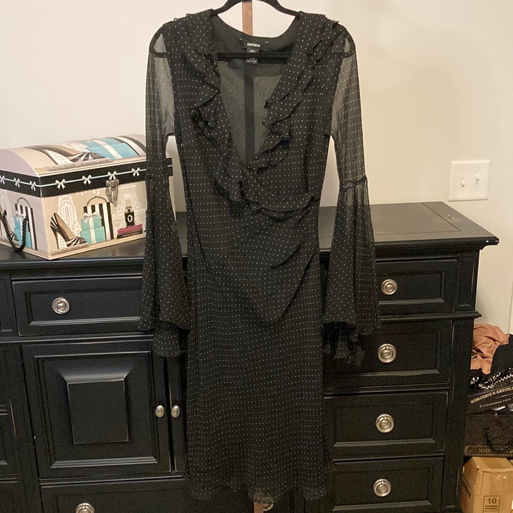 Express Faux Wrap Ruffle Dress